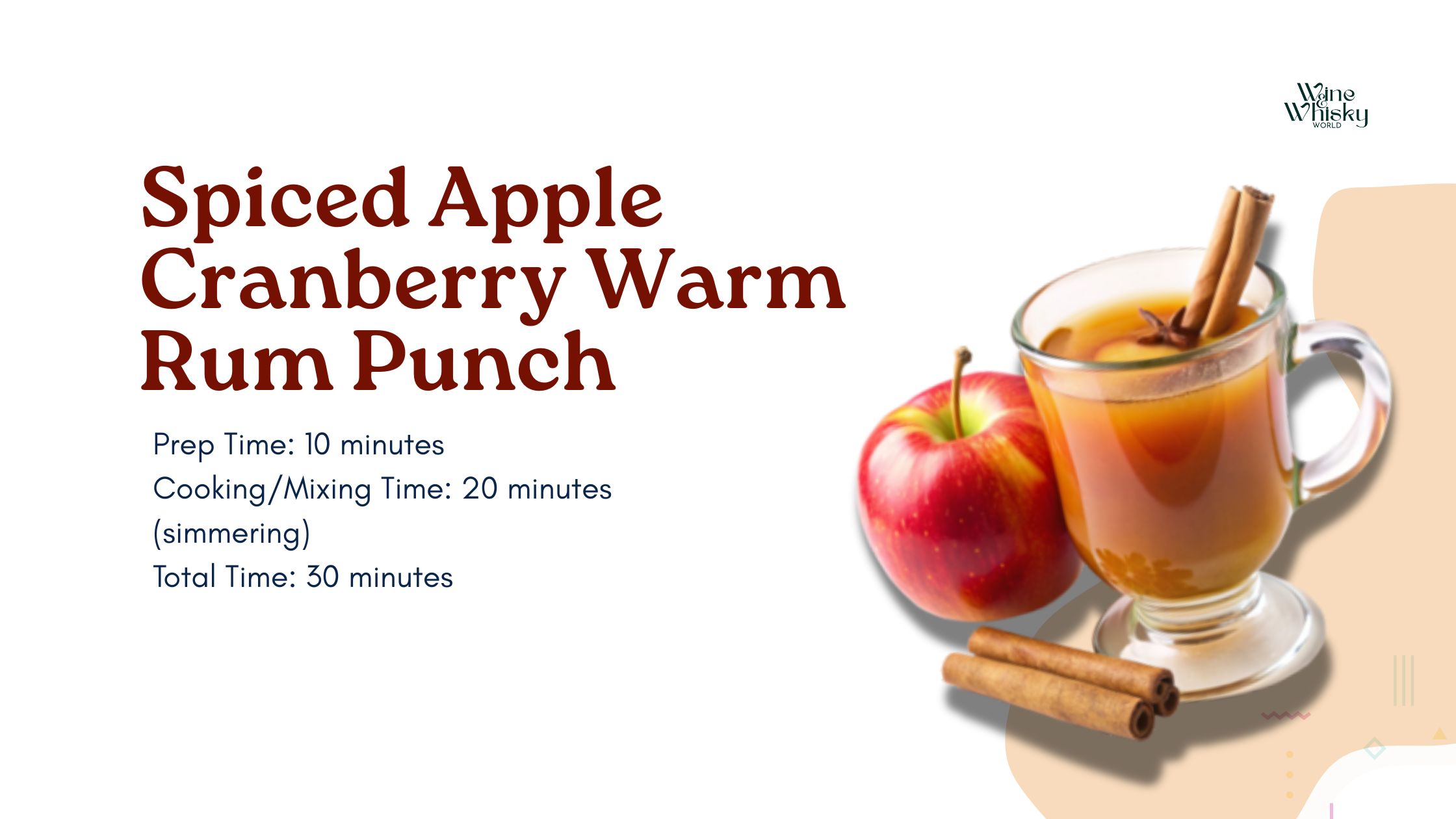 Spiced Apple Cranberry Warm Rum Punch cocktail recipe